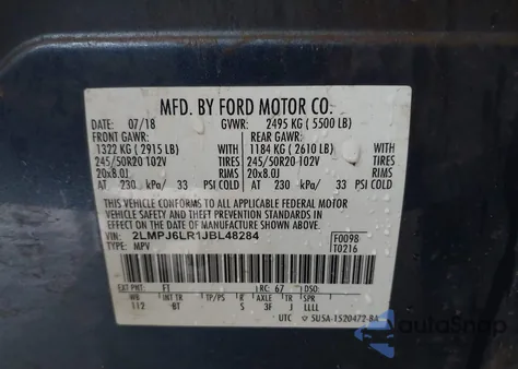 2018 Lincoln Mkx Reserve z USA, uszkodzony, nr VIN 2LMPJ6LR1JBL48284